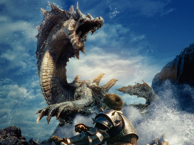 Dragon attacking man suit armor free wallpaper for desktop - medium preview image