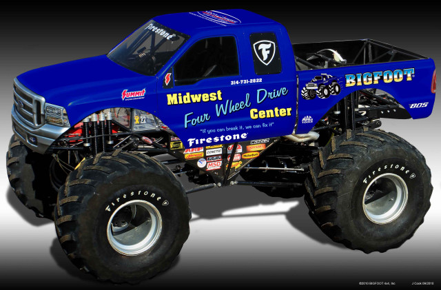 Monster truck blue big tires free wallpaper for desktop - medium preview image