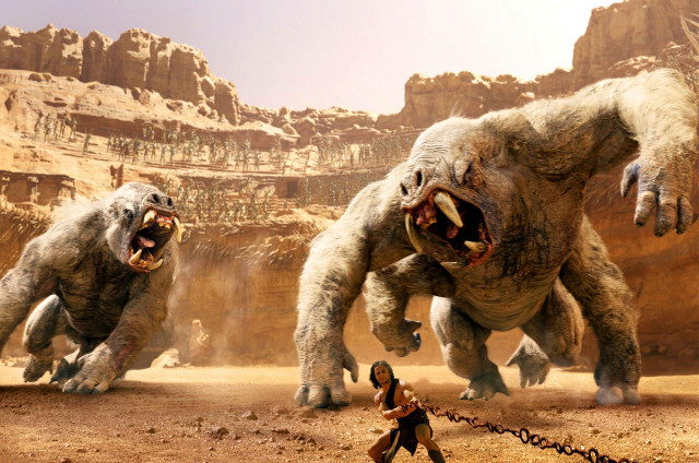 Man walking monsters desert woman free wallpaper for desktop - medium preview image