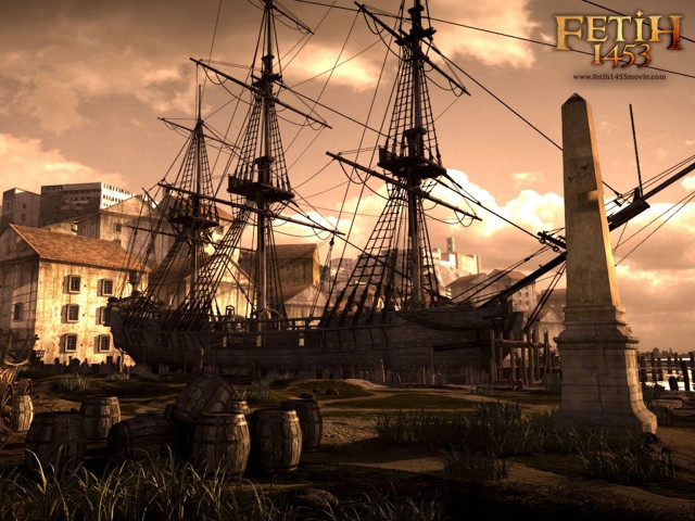Pirate ship harbor statue city free wallpaper for desktop - medium preview image