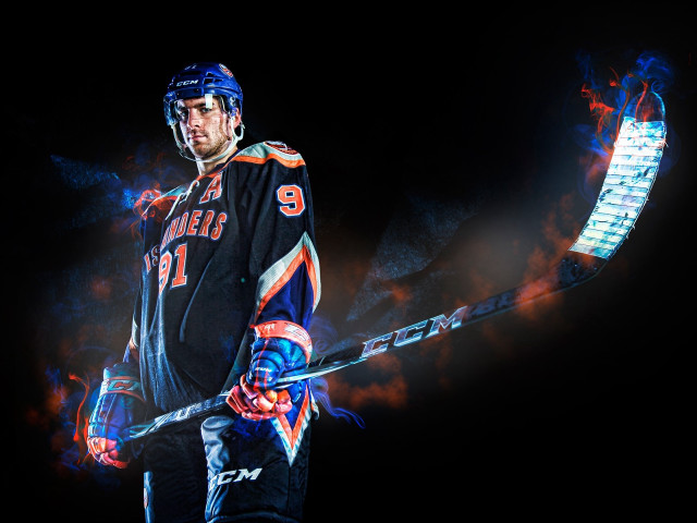 Man blue helmet hockey stick free wallpaper for desktop - medium preview image