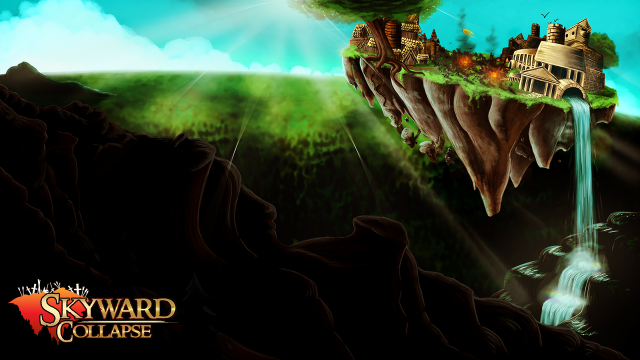 Fantasy island waterfall castle cliff free wallpaper for desktop - medium preview image