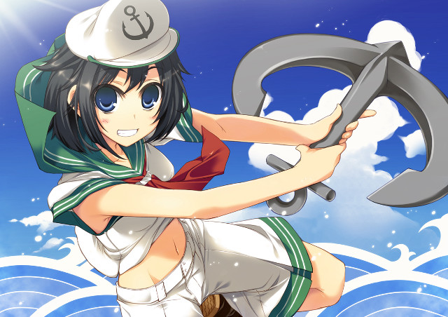 Woman sailor hammer anchor blue free wallpaper for desktop - medium preview image