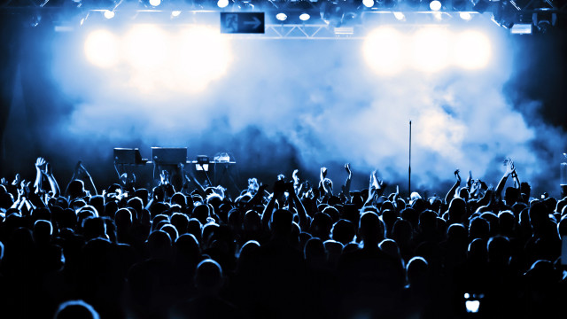 Crowd stage lights microphone performance free wallpaper for desktop - medium preview image