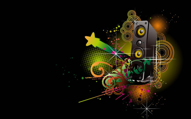 Black background speaker star design free wallpaper for desktop - medium preview image