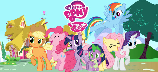 Little ponies group house rainbow free wallpaper for desktop - medium preview image
