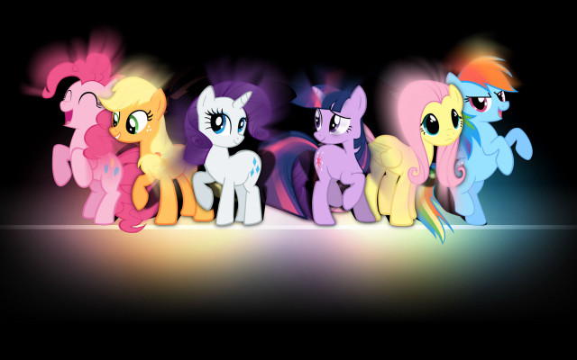 Little ponies black background rainbow #4 free wallpaper for desktop - medium preview image