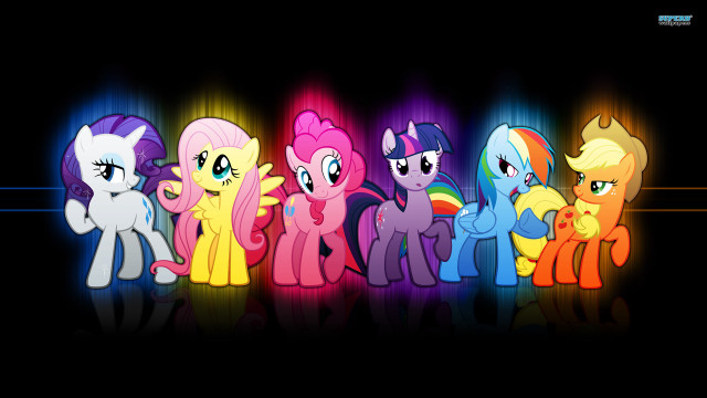 Little ponies row black background free wallpaper for desktop - medium preview image