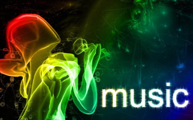 Colorful background music white letters free wallpaper for desktop - medium preview image