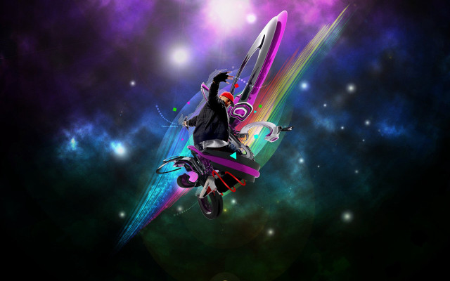 Man motorcycle air rainbow background #2 free wallpaper for desktop - medium preview image