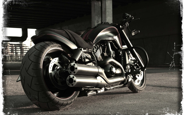 Motorcycle parked parking lot building #3 free wallpaper for desktop - medium preview image