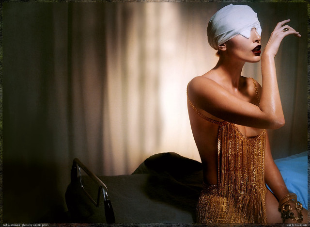 Woman gold dress towel head free wallpaper for desktop - medium preview image