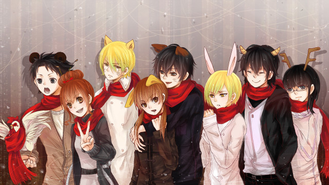 Anime characters snow wall group free wallpaper for desktop - medium preview image