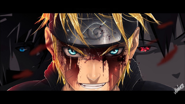 Anime blueeyes hat demonface blood free wallpaper for desktop - medium preview image