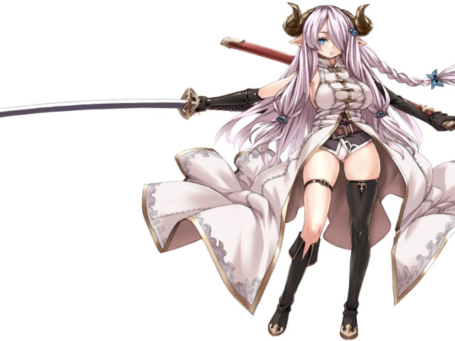 Woman horns sword dress skirt free wallpaper for desktop - medium preview image