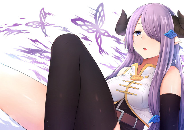 Purple hair butterflies sitting narmaya free wallpaper for desktop - medium preview image