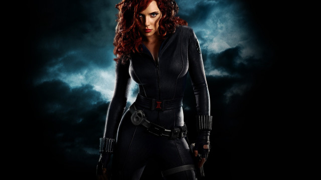 Black widow suit moon clouds free wallpaper for desktop - medium preview image