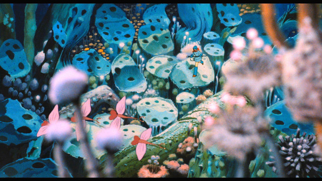 Blue white flowers butterfly glowing free wallpaper for desktop - medium preview image