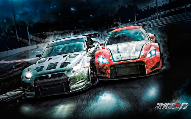 Cars racing track smoke headlights free wallpaper for desktop - medium preview image