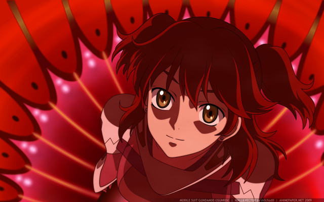 Girl brown eyes red background free wallpaper for desktop - medium preview image