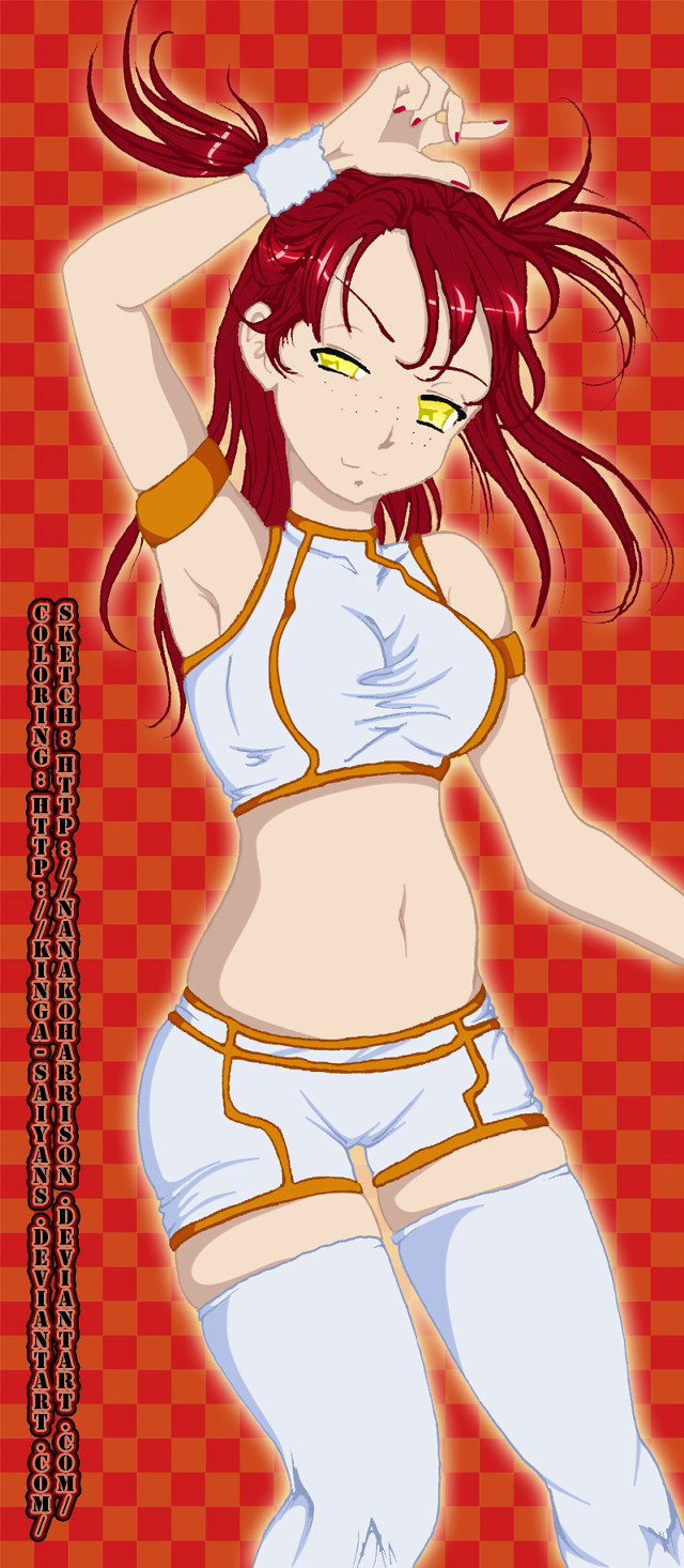 Red haired woman argyle checkered free wallpaper for mobile - medium preview image