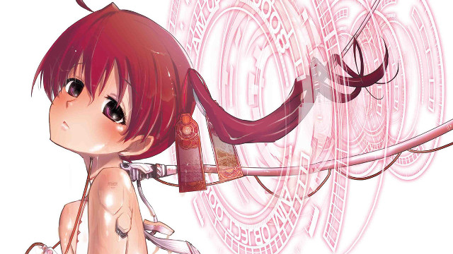 Girl red hair bow sword free wallpaper for desktop - medium preview image