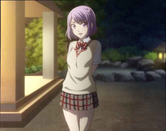 Girl school uniform night building free wallpaper for desktop - medium preview image