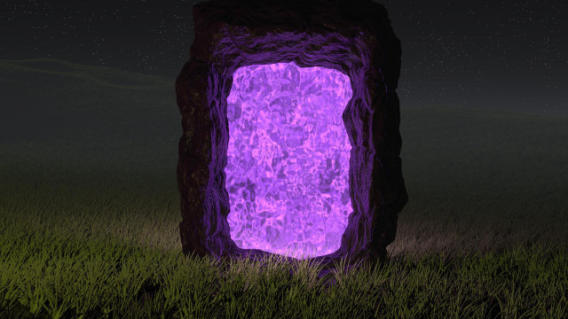 Large purple object grassy field free wallpaper for desktop - medium preview image