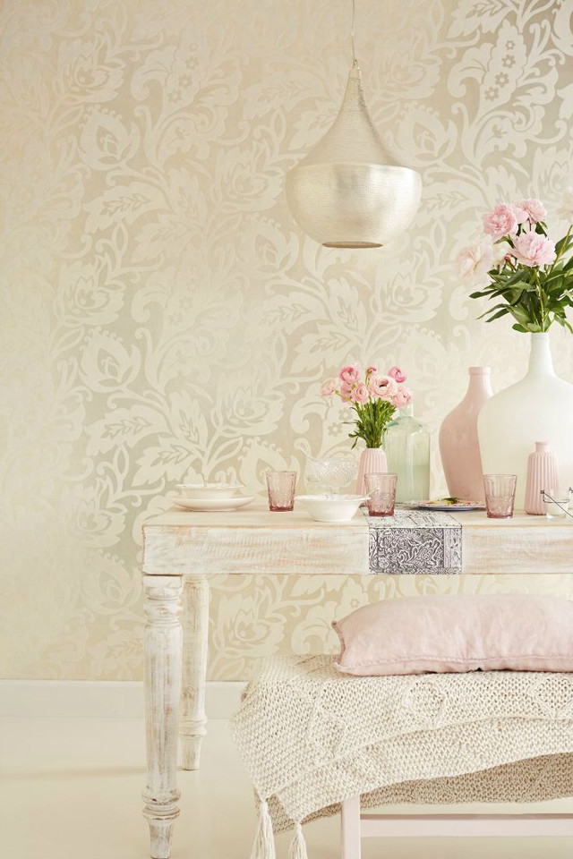 Table vase flowers lace tablecloth free wallpaper for mobile - medium preview image