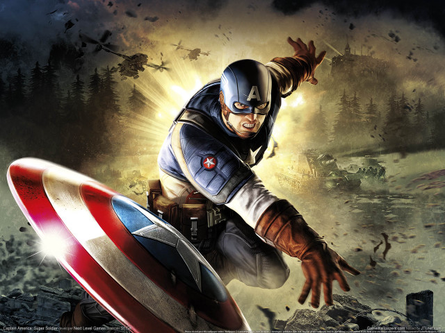 Captain america flying arms outstretched free wallpaper for desktop - medium preview image
