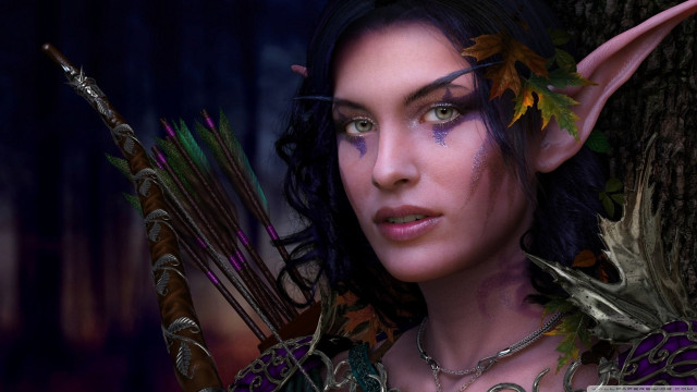 Woman horned head bow arrows free wallpaper for desktop - medium preview image