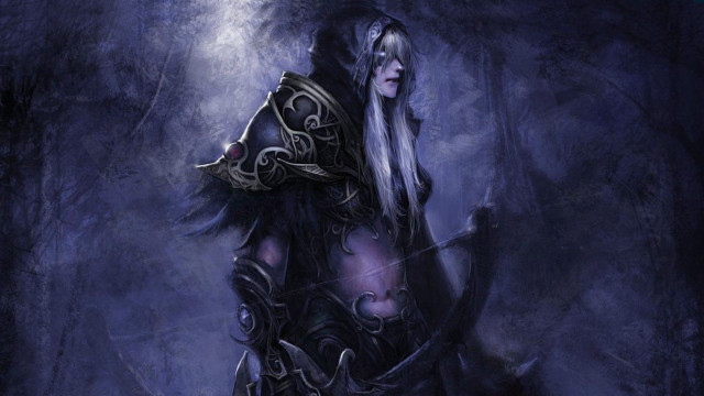 Woman dark forest sword armor free wallpaper for desktop - medium preview image