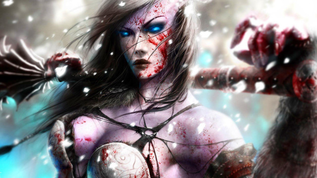 Woman blooded knife bird snowy free wallpaper for desktop - medium preview image