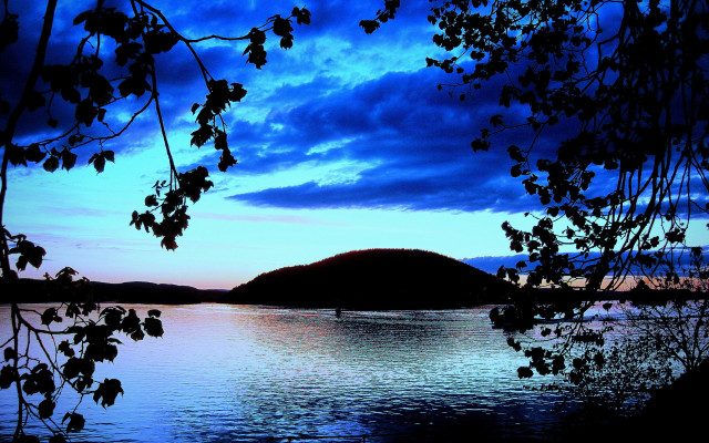 Lake hill blue sky clouds free wallpaper for desktop - medium preview image