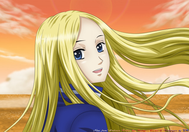 Cartoon girl long blonde hair free wallpaper for desktop - medium preview image
