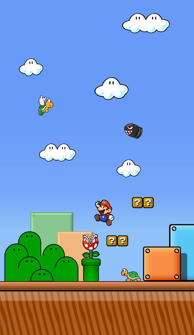 Mario running sky clouds game free wallpaper for mobile - medium preview image