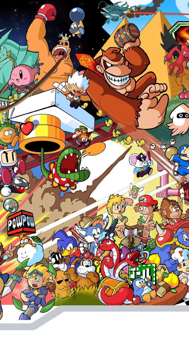 Cartoon characters sky background clouds free wallpaper for mobile - medium preview image