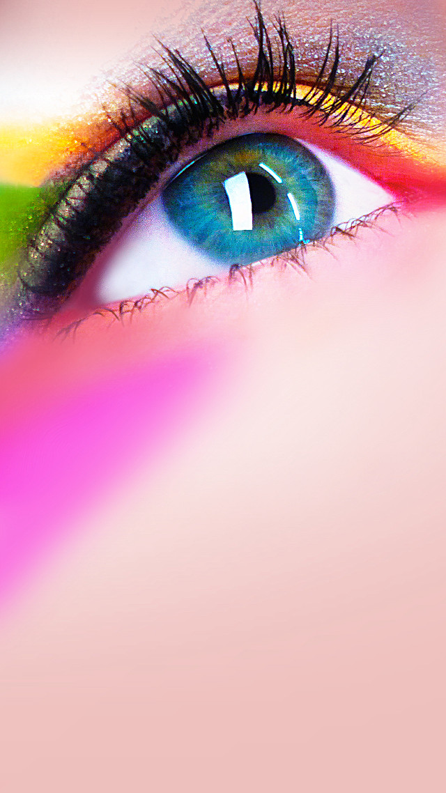 Woman eye multicolored makeup long free wallpaper for mobile - medium preview image