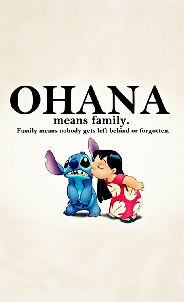 Cartoon character kissing ohana background free wallpaper for mobile - medium preview image