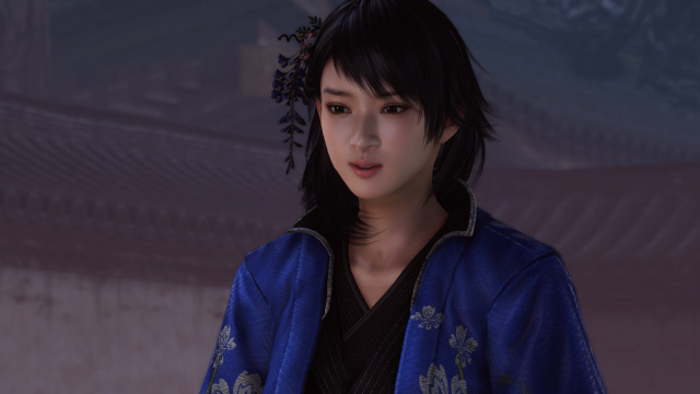 Woman blue jacket black top free wallpaper for desktop - medium preview image