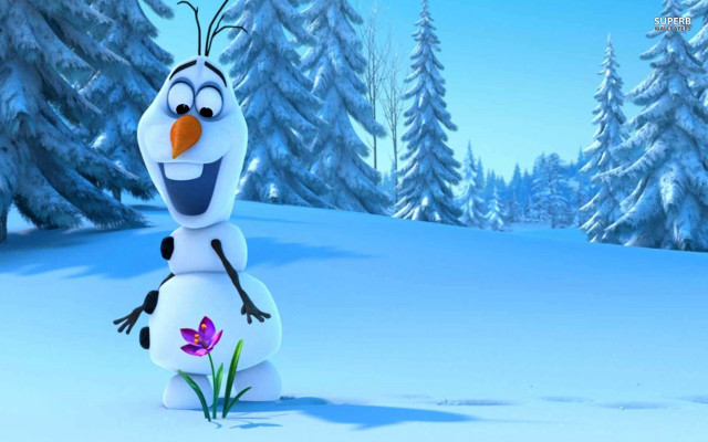 Cartoon character snow trees blue free wallpaper for desktop - medium preview image