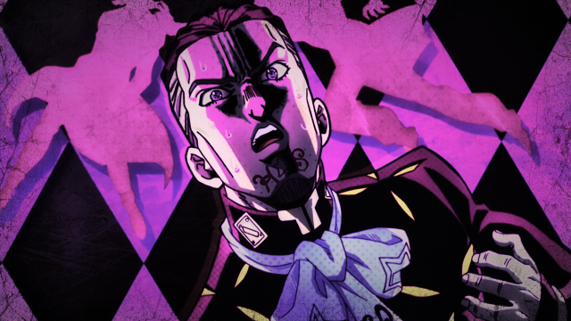 Surprised man purple background checkered free wallpaper for desktop - medium preview image