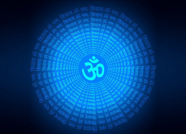 Blue black om shan sacred free wallpaper for desktop - medium preview image