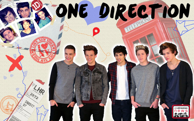 One direction phone booth collage free wallpaper for desktop - medium preview image