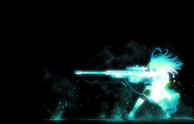 Woman gun green light face free wallpaper for desktop - medium preview image