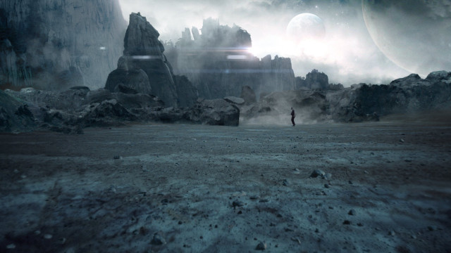 Man barren rocks mountain moonlight free wallpaper for desktop - medium preview image