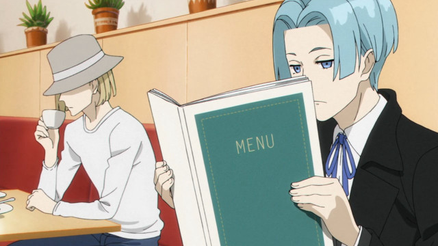 Man woman sitting table menu free wallpaper for desktop - medium preview image