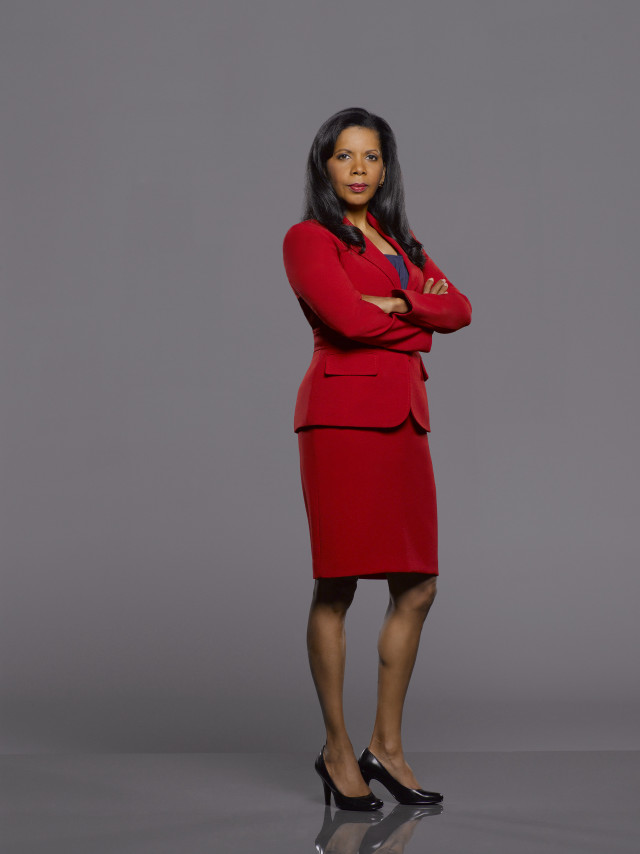 Woman red suit posing arms free wallpaper for mobile - medium preview image