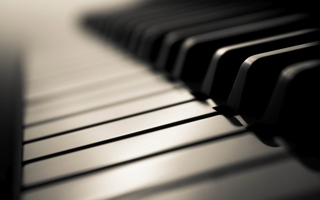 Piano keyboard black white cinematic free wallpaper for desktop - medium preview image