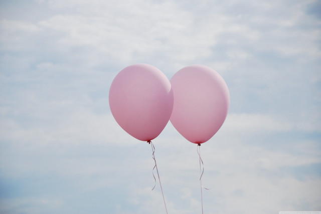 Pink balloons floating sky background free wallpaper for desktop - medium preview image